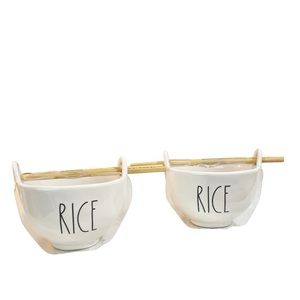 NEW Rae Dunn RICE Bowl with Chopsticks Set/2 🥢